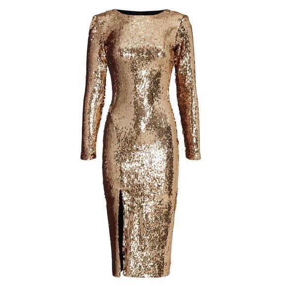 Dress the Population Sequin Natalie Sheath in Gold, Size S - Picture 1 of 10